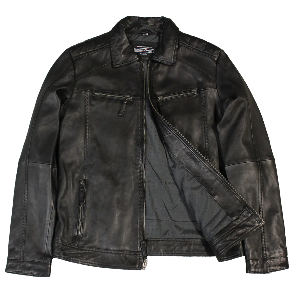 Veste en cuir pour homme BOL avec poche zippéeEX-STOCK Canada 