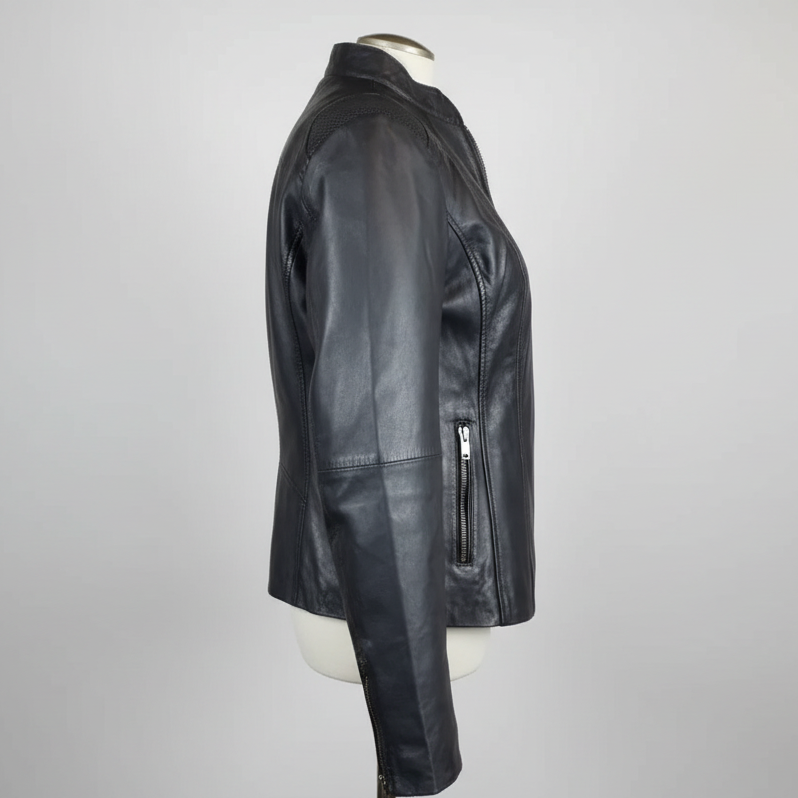 BOL Women's Basket Weave Accent Leather Jacket 