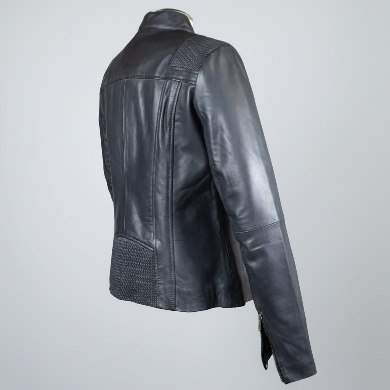 BOL Women's Basket Weave Accent Leather Jacket 
