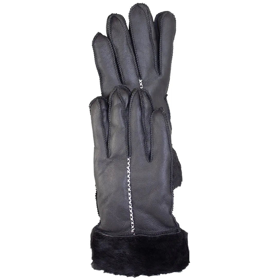 Guantes de mujer BOL de piel de oveja Merino negra con costura a mano - EX-STOCK Canada 