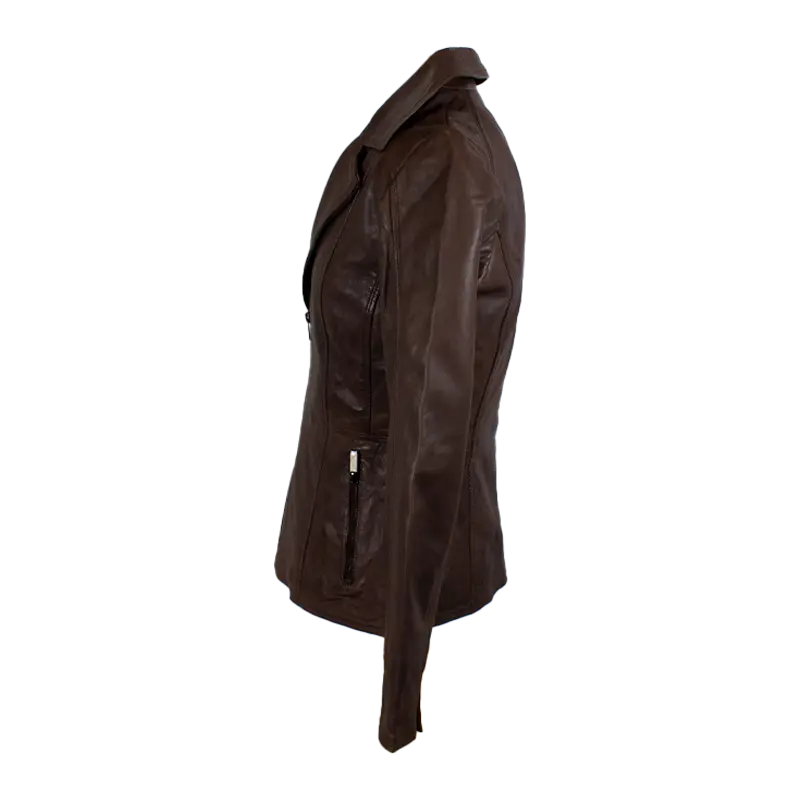 سترة جلدية نسائية كلاسيكية بياقة مفتوحة BOLEX-STOCK Canada 