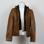 Chaqueta de cuero con capucha desmontable para mujer BOL 