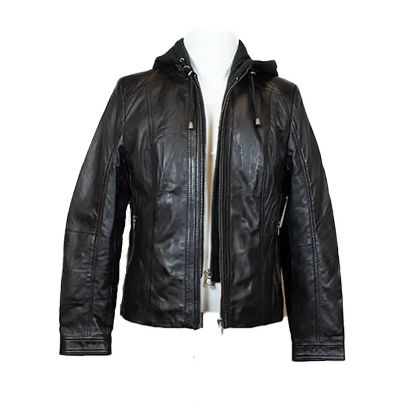 BOL Women's Detachable Hooded Leather Jacket EX-STOCK Canada 