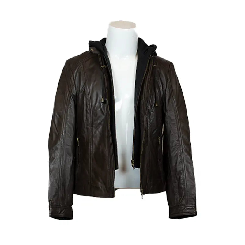 BOL Women's Detachable Hooded Leather Jacket EX-STOCK Canada 