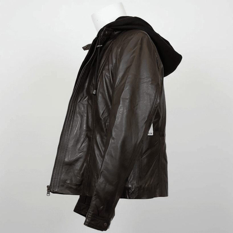 Chaqueta de cuero con capucha desmontable para mujer BOL 
