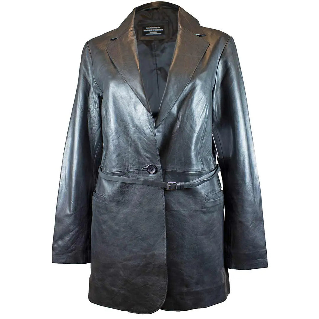 معطف ترانش نسائي من الجلد من BOL مع حزام قابل للتعديل | سترة جلديةEX-STOCK Canada 