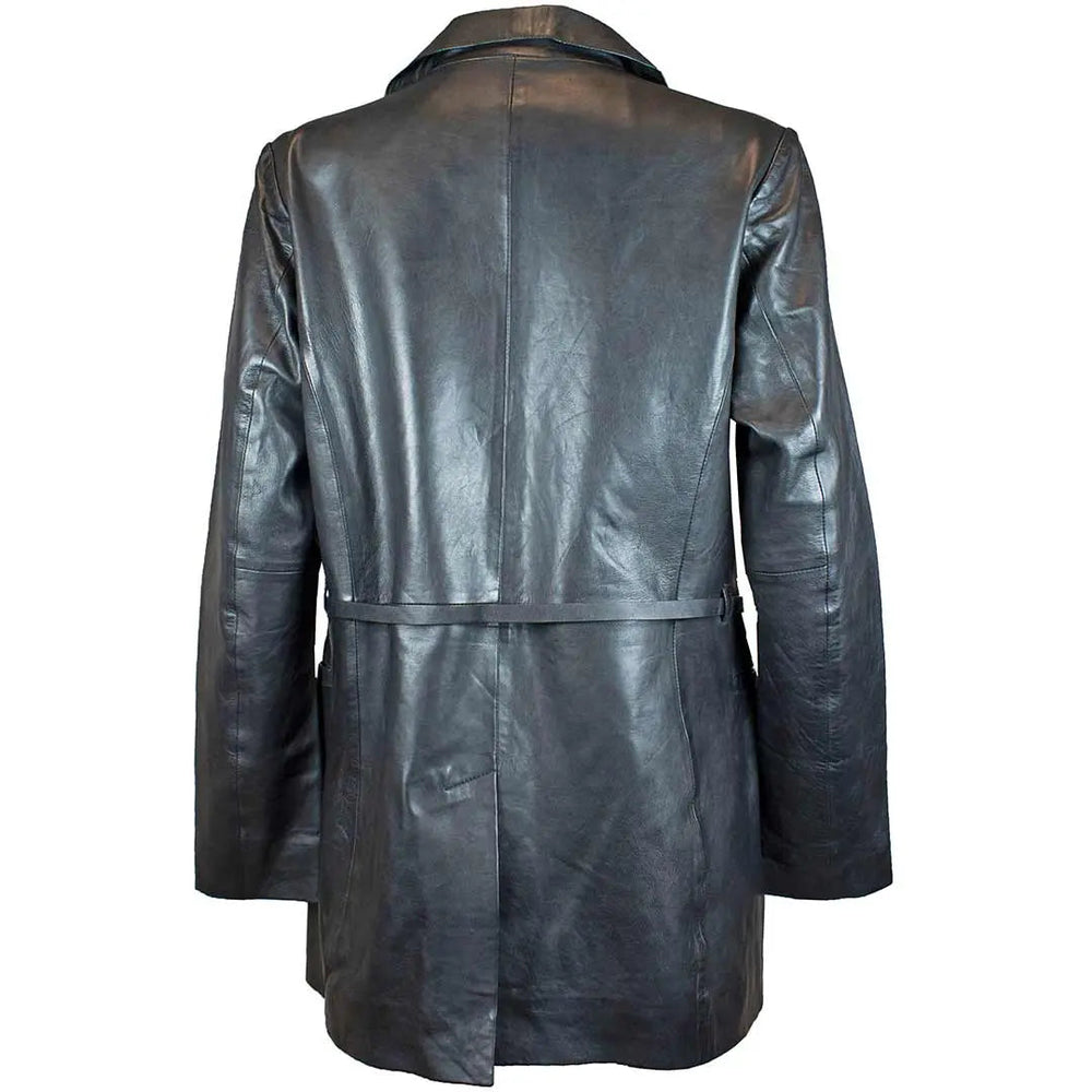 معطف ترانش نسائي من الجلد من BOL مع حزام قابل للتعديل | سترة جلديةEX-STOCK Canada 