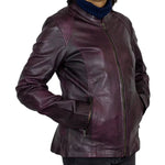 BOL Women's Purple Wash Moto Leather Jacket EX-STOCK Canada 