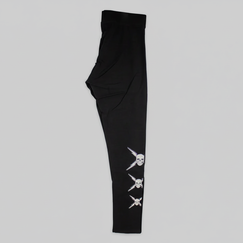 BOL Women's Rhinestone Skull Leggings 