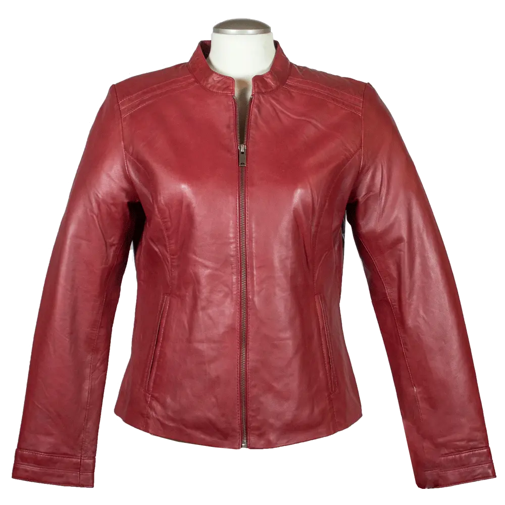 Veste en cuir à col rond pour femme BOLEX-STOCK Canada 