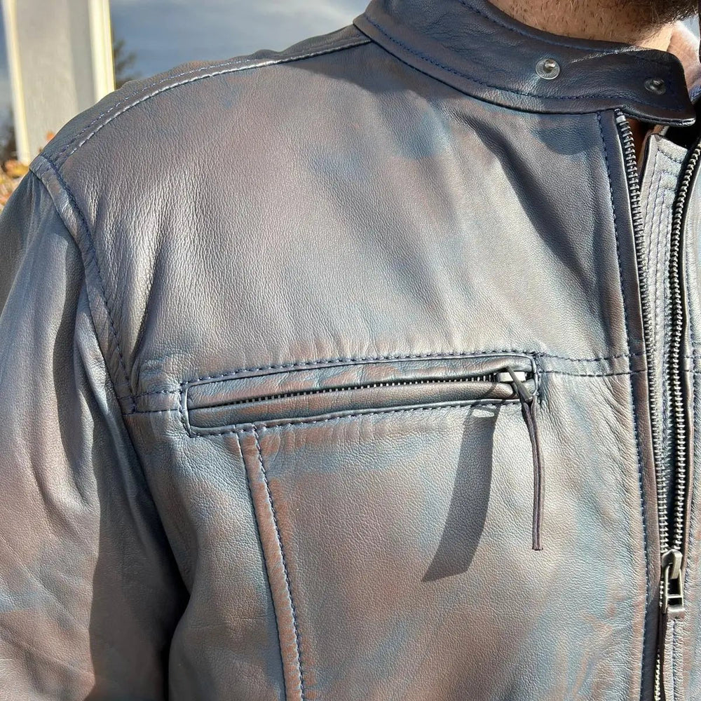 سترة جلدية للرجال من BOL بياقة قابلة للإغلاقEX-STOCK Canada 