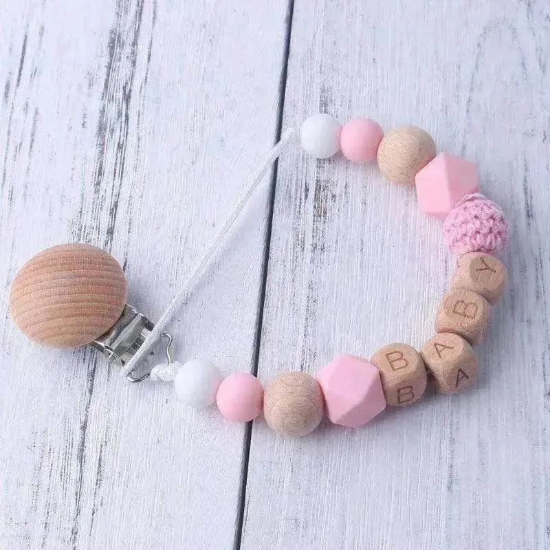 Baby's Wood Silicone Beads Pacifier Clip - EX-STOCK Canada