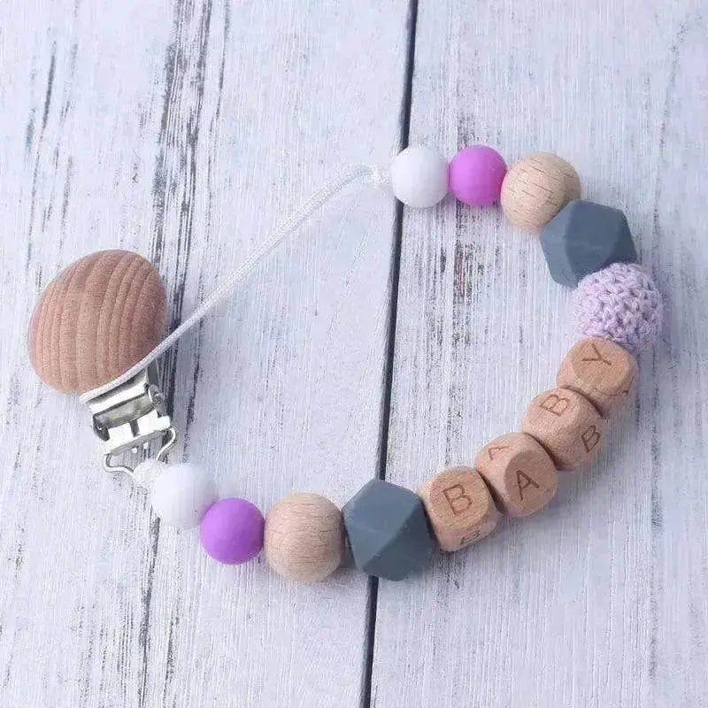 Baby's Wood Silicone Beads Pacifier Clip - EX-STOCK Canada