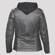 Open Road Women's Hooded Classic Leather Motorcycle Jacket 