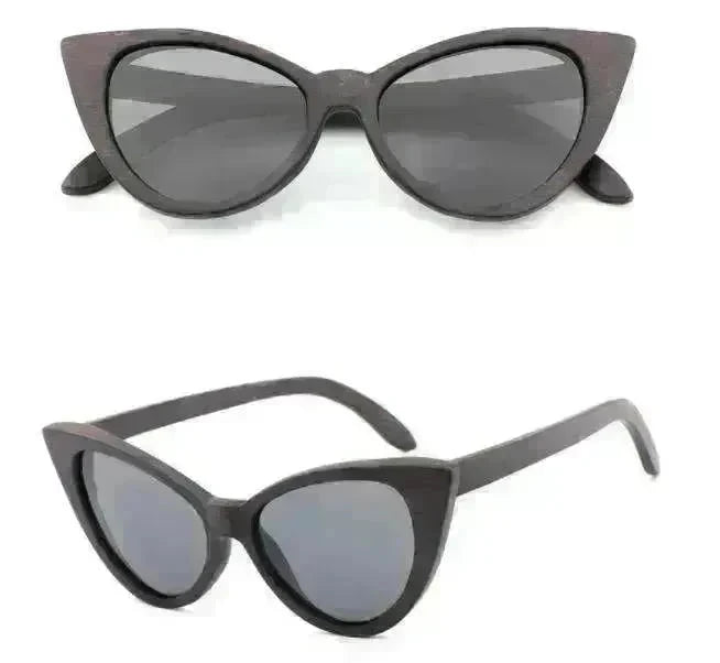 Bamboo Wood Glasses Fashion Ladies Cat Eye Polarized Sunglasses - EX-STOCK CANADA