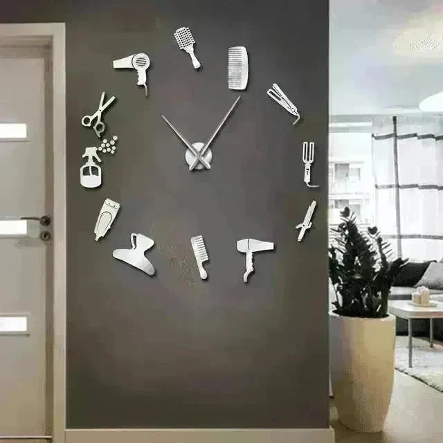 Barber Shop Hair Tools Oversized DIY Wall Clock - EX-STOCK CANADA