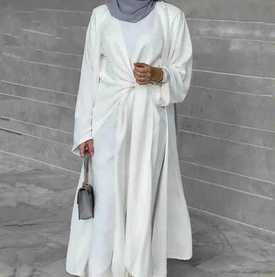 Perlenbesetzter Damen-Arabischer Einfarbiger Zweiteiler-Anzug - EX-STOCK Canada