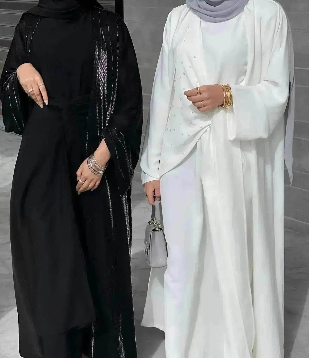 Perlenbesetzter Damen-Arabischer Einfarbiger Zweiteiler-Anzug - EX-STOCK Canada