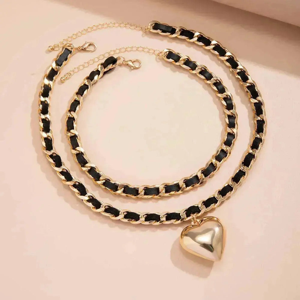 Big Love Double-layer Chains Design Necklace Women Street Punk Style Necklace Fashion Jewelry - EX-STOCK Canada