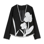 Black And White Splicing Velvet V-neck Overlapping Coat Color Contrast Skirt Suit - EX-STOCK Canada
