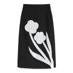 Black And White Splicing Velvet V-neck Overlapping Coat Color Contrast Skirt Suit - EX-STOCK Canada