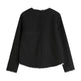 Black And White Splicing Velvet V-neck Overlapping Coat Color Contrast Skirt Suit - EX-STOCK Canada