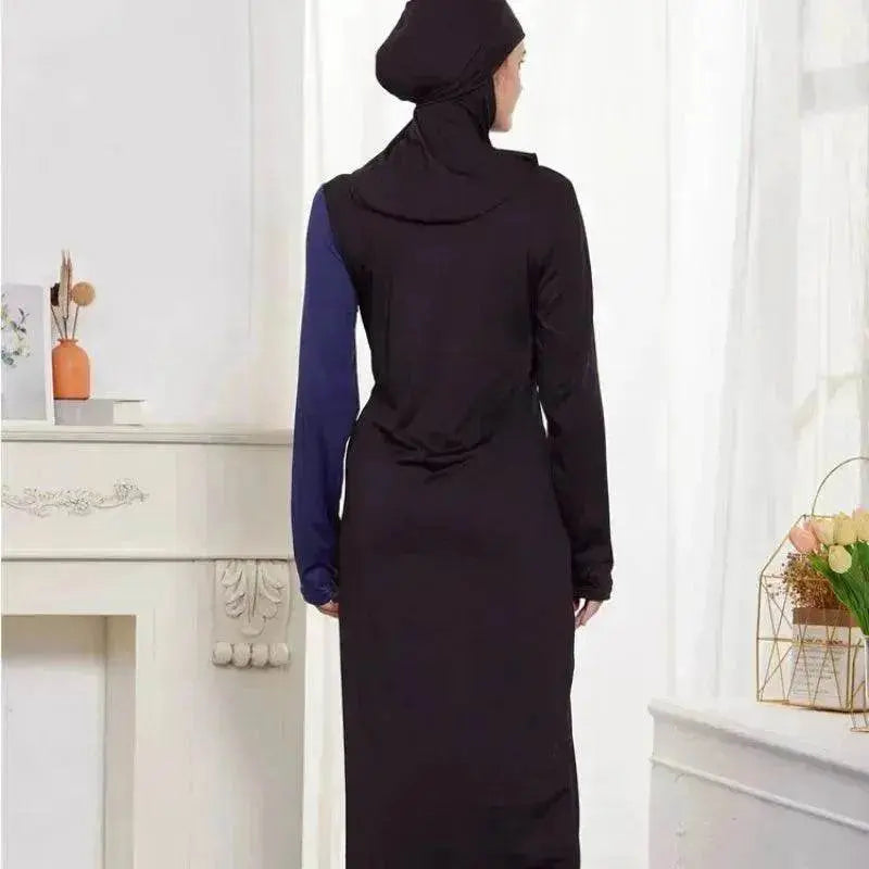 Black Women's Arab 2 Pieces Sets Long Sleeve Top Dress and Pants Abaya Outfits - EX-STOCK Canada