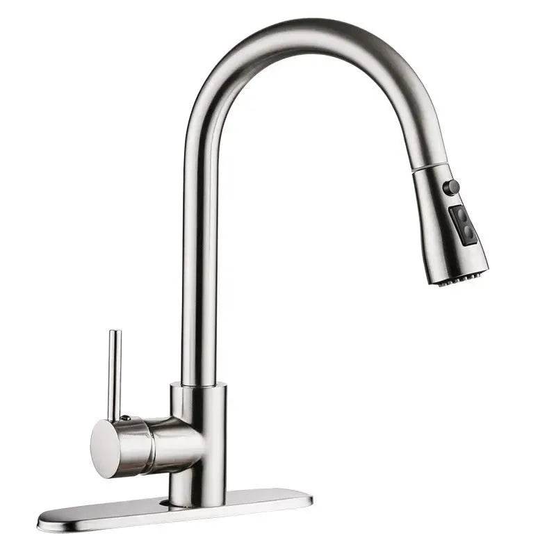 Brushed Kitchen Sink Faucet with Sprayer - Stainless Steel - EX-STOCK Canada