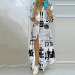 Button Fashion Print Long Sleeve Shirt Charming Dress Women - EX-STOCK Canada
