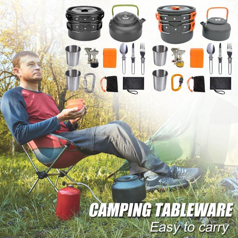 Camping Cookware Kit Outdoor Cooking Set Aluminum Equipment Outdoor Pot Travel Tableware Kitchen Hiking Picnic BBQ EX-STOCK Canada 