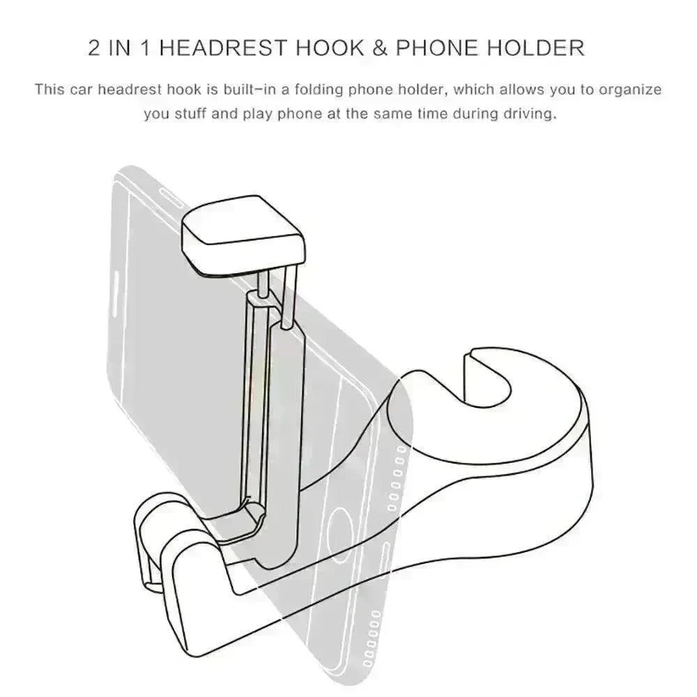 Car Hook Phone Holder Seat Back Hanger Bag Purse Cloth - EX-STOCK CANADA