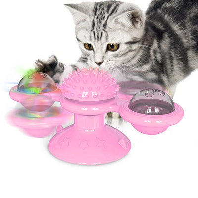 Cat Rotating Windmill Multi-Function Toys Itch Scratching Device Teeth Shining Toy EX-STOCK Canada 