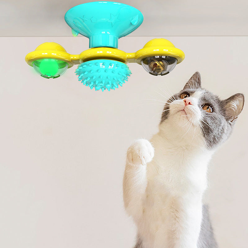 Cat Rotating Windmill Multi-Function Toys Itch Scratching Device Teeth Shining Toy EX-STOCK Canada 