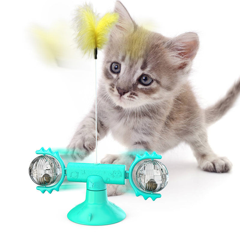 Cat Rotating Windmill Multi-Function Toys Itch Scratching Device Teeth Shining Toy EX-STOCK Canada 