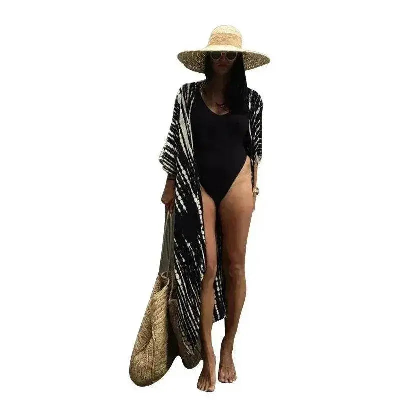 Charming Bikini Cover-ups Boho Printed Fringed Long Kimono Carfigan Tunic Women Plus Size Beach Wear Swim Suit - EX-STOCK Canada