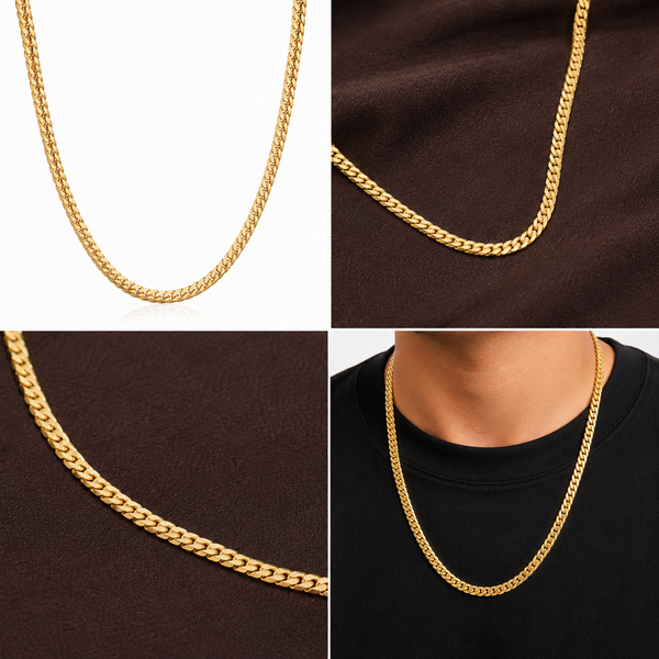 Men Necklace Gold Tone Snake Chain