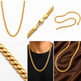 Men Necklace Gold Tone Snake Chain 