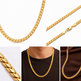 Men Necklace Gold Tone Snake Chain 