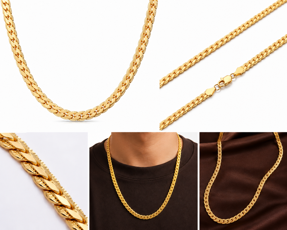 Men Necklace Gold Tone Snake Chain 