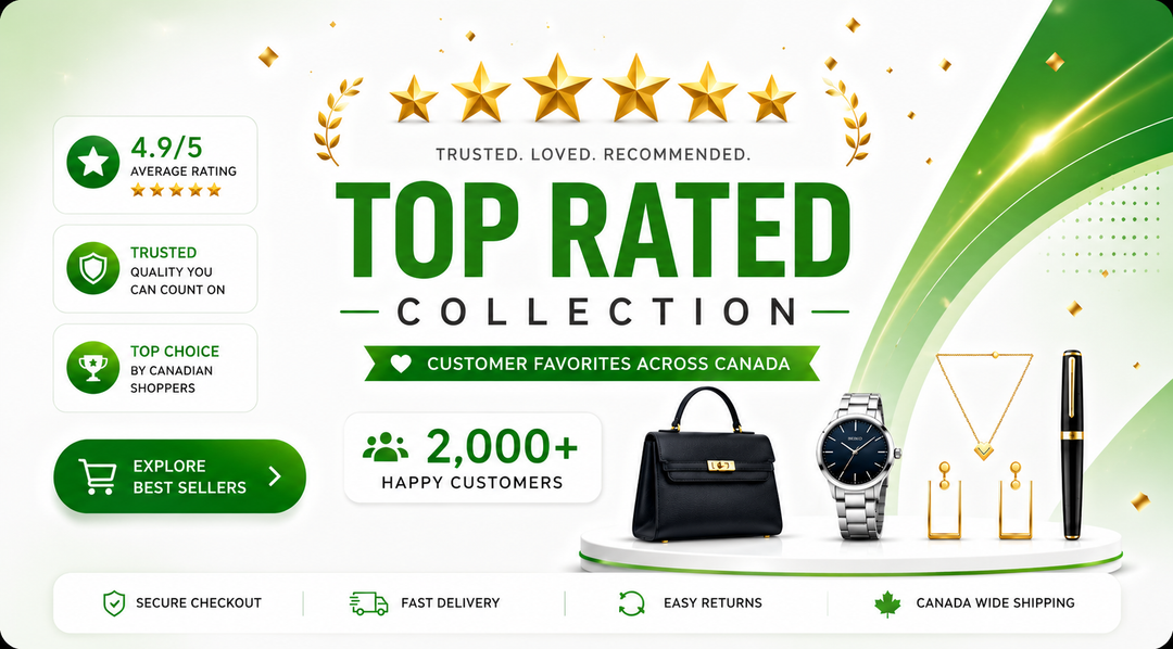 Promotional banner for 'Top Rated Collection' with product images and rating details.