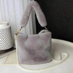 Checkerboard Plush Bucket Bag With Pearl Chain - EX-STOCK Canada