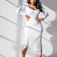 Chic Long Sleeve Tassel Fringed Bodycon Dress - EX-STOCK Canada