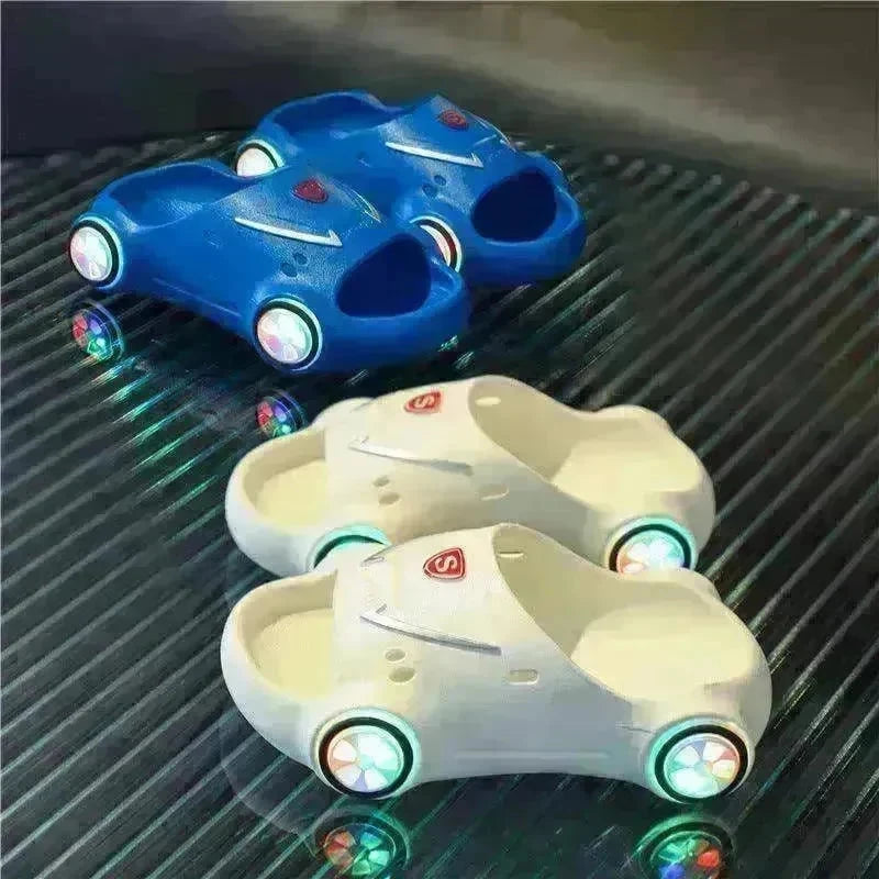 Children's Cartoon Car Glowing Sandals: Anti-Slip Luminous Beach Shoes - EX-STOCK CANADA