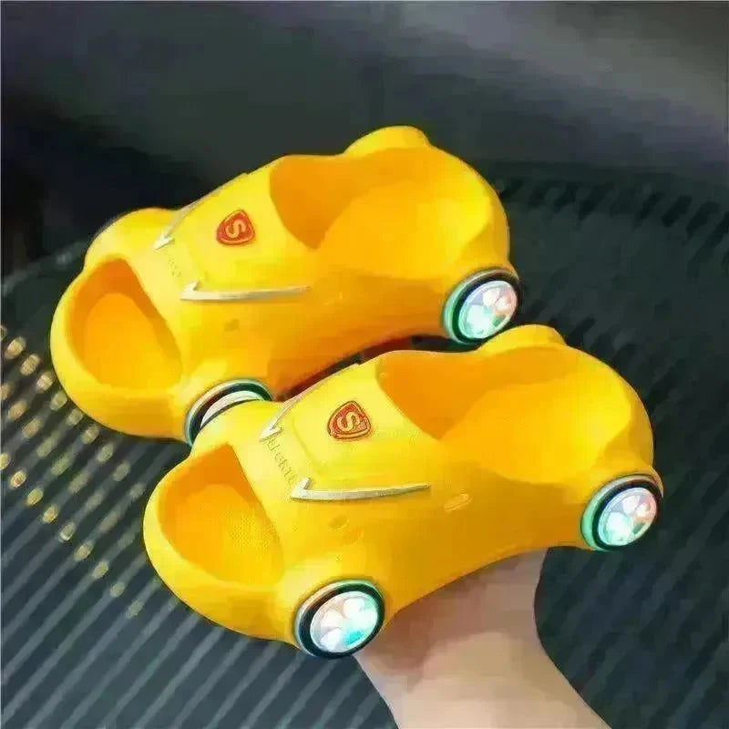 Children's Cartoon Car Glowing Sandals: Anti-Slip Luminous Beach Shoes - EX-STOCK CANADA