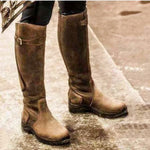 Classic Fashion Riding Western Boots Winter Knee Buckle Boots High Block Heel Round Toe Shoes For Women EX-STOCK Canada 