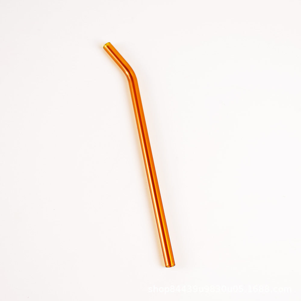 Colored High Borosilicate Environmentally Friendly Heat-resistant Curved Glass Straws EX-STOCK Canada 