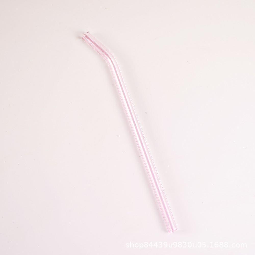 Colored High Borosilicate Environmentally Friendly Heat-resistant Curved Glass Straws EX-STOCK Canada 