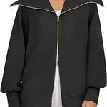 Comfortable Large Collar Double Zipper Sweater - EX-STOCK Canada