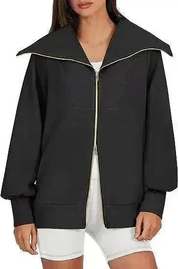 Comfortable Large Collar Double Zipper Sweater - EX-STOCK Canada