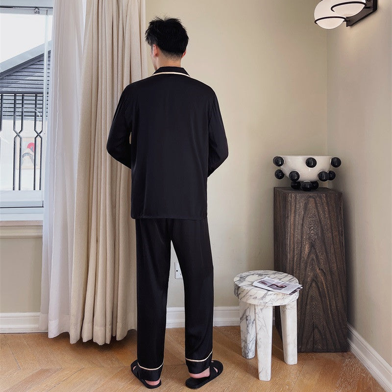 Couple Pajamas Lapel Cardigan Long Sleeves  EX-STOCK CANADA